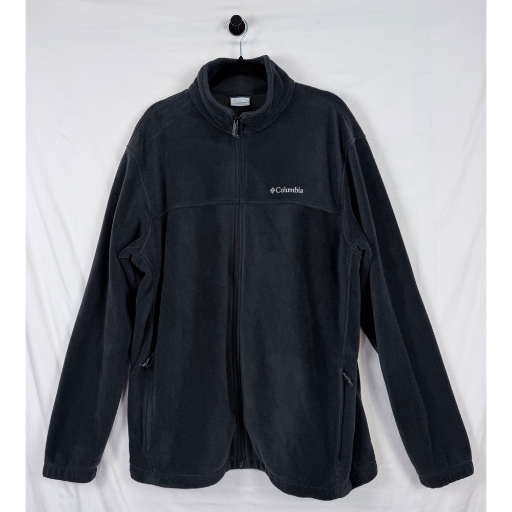 Columbia Full Zip Fleece Jacket 2XT Black Steens Mountain Mock Neck Tall Outdoor